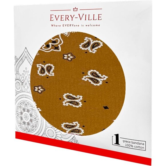 Women's Brown Cotton Bandana Large Cowgirl Imported Handkerchief Headband Scarf - Picture 6 of 7